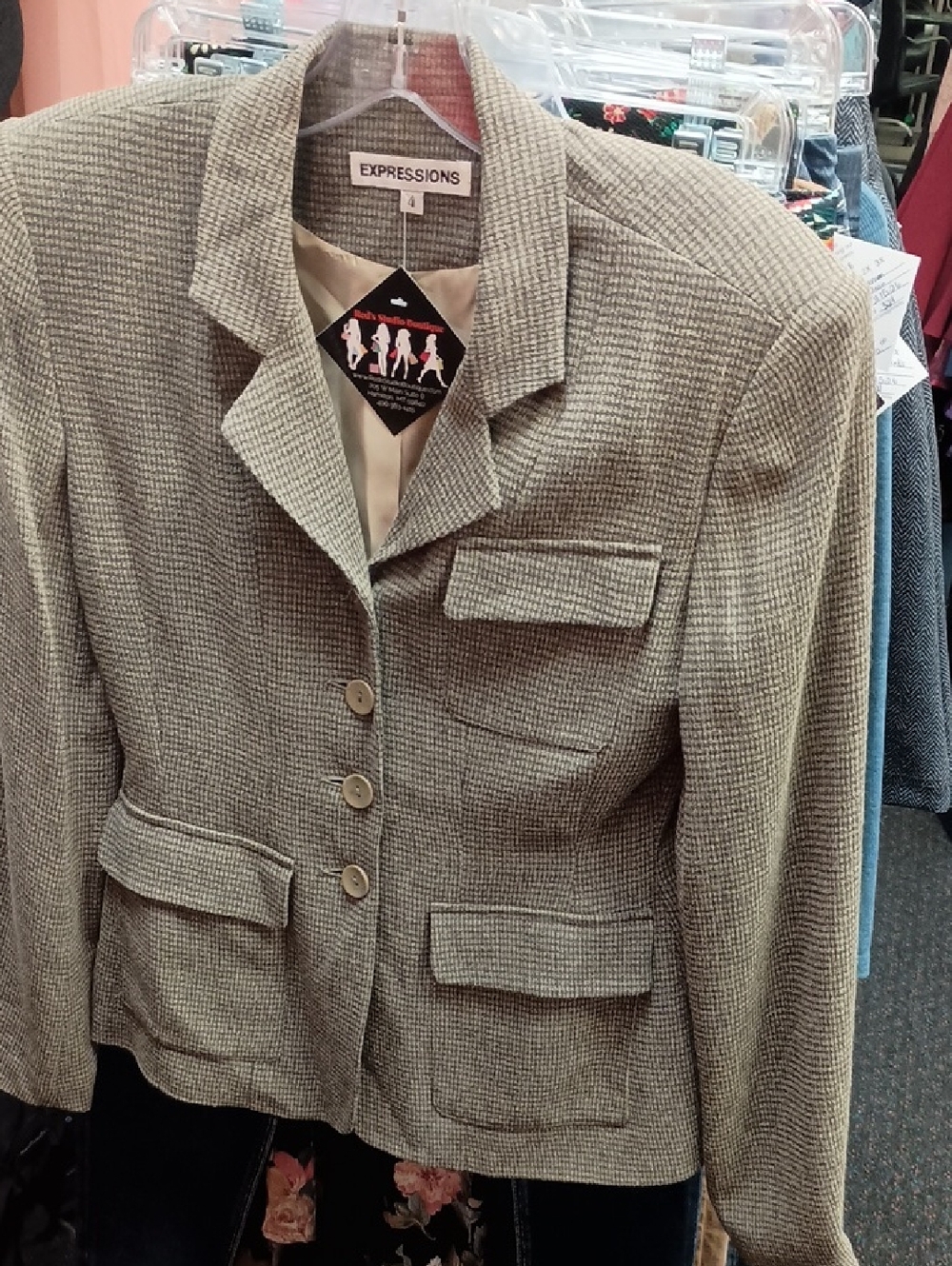 Expressions Women's Olive Tweed Blazer